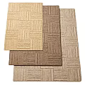 Light Beige Brown And Dark Brown Woven Square Rugs With Textured Patterns 3d model