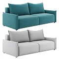 Teal Modern Fabric Sofa With Modular Convertible Sectional Design Style 3d model