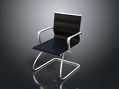 Modern Black Chair With Silver Metal Armrests And Sleek Contemporary Frame Design 3d model