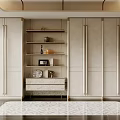 Elegant Modern Bookcase Design With Open Shelves And Marble Storage Cabinets