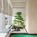 Modern Lounge Area Interior With Wooden Ceiling Green Floor And Comfortable Seats