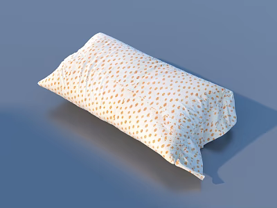 Soft White Pillow With Yellow Floral Pattern Decorative Cotton Cover For Bedroom Use 3d model