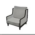 Light Gray Fabric Single Sofa With Dark Frame In Modern Minimalist Style 3d model