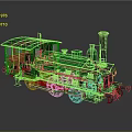 Vintage Green Steam Train Model With Black Chimney Red Base And Metal Wheels