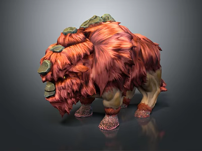 Game Movie Character With Red Fur And Green Stone Back Fierce Monster Design 3d model
