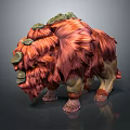 Game Movie Character With Red Fur And Green Stone Back Fierce Monster Design