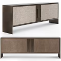 Elegant Modern Cabinet With Fabric Panels Dark Frame And Square Legs