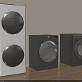 Modern Washing Machines With Dual Drum And Front Load Design In White And Gray