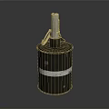 Military Hand Grenade Weapon With Cylindrical Metal Body Worn Surface White Stripe And Fuse Ring