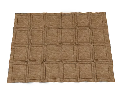 Brown Square Rug With Woven Checkerboard Pattern And Textured Surface 3d model