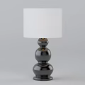 Modern Black Table Lamp With Two Spherical Base And White Lampshade 3d model