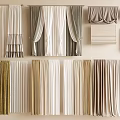 Modern curtain cloth curtain pleated curtain solid color foreign curtain gauze curtain cream wind curtain color matching curtain 3d model