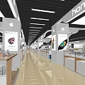 Modern Digital Store Interior With Apple Huawei Phone Displays And Glass Counters