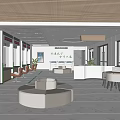 Jiangsu Rural Commercial Bank Modern Lobby Interior With Reception Desk Green Plants And Large Screen