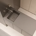 Modern Gray Kitchen Cabinets With Built in Sink And Smooth Countertop