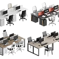 Modern Office Desks With Computers Chairs Storage Drawers And Partition Design