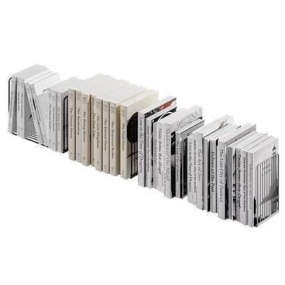 Neatly Arranged Books Magazines With White Light Gray Covers Various Thicknesses And Slanted Display Shape 3d model