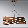 Modern Wooden Intertwined Circular Chandelier With Illuminated LED Light Strips Design