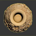 Golden Carved Vase With Intricate Floral Patterns And Decorative Details