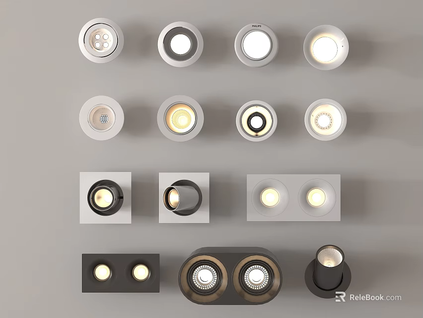 Modern Downlights and Spotlights with Various Design Styles for Interior Lighting 3d model 