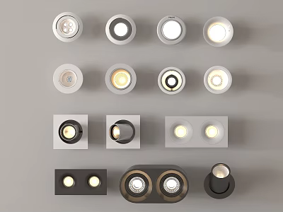 Modern Downlights and Spotlights with Various Design Styles for Interior Lighting 3d model