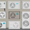 Multiple Air Conditioner Fans With Diverse Designs And Wall Mounted Styles 3d model