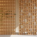 Modern Wooden Grid Partition Design For Interior Room Divider With Openwork Panels 3d model