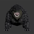Fierce Reptilian Creature Character With Scaly Skin Open Mouth Sharp Teeth And Spiked Back