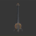 3D Monster Model With Gray Body Orange Spikes Open Mouth And Yellow Claws