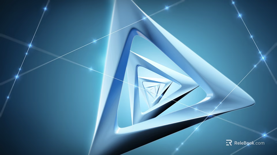 Modern Commercial Equipment With Sleek Illuminated Triangular Nested Structures On Blue Tech Background 3d model 
