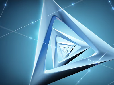 Modern Commercial Equipment With Sleek Illuminated Triangular Nested Structures On Blue Tech Background 3d model