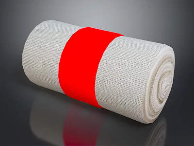 Essential Rolled Gauze Bandage with Off White and Red Strip for Daily Use 3d model