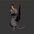 Cute Cartoon Bat With Big Yellow Eyes Orange Ears And Spread Wings