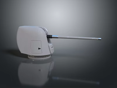 Modern Automatic Weapon with Long Barrel White Base and Control Panel 3d model