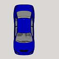 Blue Sporty Racing Car With Aerodynamic Design Golden Wheels And Rear Spoiler