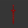 Detailed Sword Weapon With Red Hilt And Metal Blade Design Features