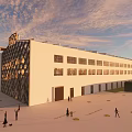Modern Art Center Building With White Exterior And Large Windows In Open Plaza