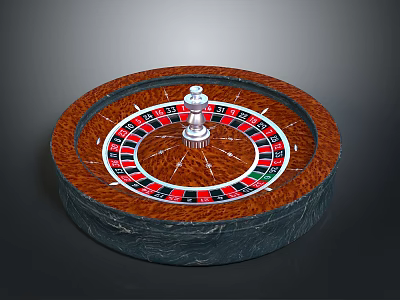 Decorative Game Furniture Featuring Roulette Wheel Design Wooden Base And Colorful Numbers 3d model