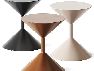 Modern Minimalist Side Tables With Cone Shaped Base In Black White And Bronze 3d model