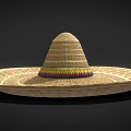 Traditional Wide Brim Straw Hat With Woven Texture And Colorful Band