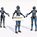 Game Movie Character In Blue And Black Sci Fi Warrior Armor With Multiple Angles 3d model