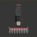 Large Red Combine Harvester With Sharp Cutting Header And Black Farm Machinery Body
