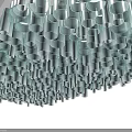 Artistic Modern Ceiling Design With Suspended Transparent Cylindrical Acrylic Tubes And Illumination