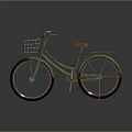 Vintage Bicycle With Green Frame White Basket Brown Seat And Rear Rack