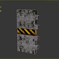 Rusty Metal Gate Featuring Yellow And Black Stripes Industrial Style Design