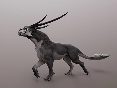 Intricate Mythical Creature Sculpture Featuring Horned Head Muscular Body And Dynamic Pose 3d model