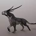 Intricate Mythical Creature Sculpture Featuring Horned Head Muscular Body And Dynamic Pose