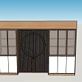 Modern Decorative Cabinet With Wooden Top Glass Doors And White Storage Compartments
