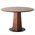 Round Solid Wooden Dining Table With Conical Leg And Black Base Design 3d model