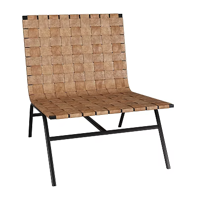Brown Woven Leisure Chair With Black Metal Frame And Modern Minimalist Style 3d model